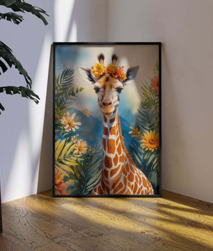 Gracial Giraffe in A Floral Crown