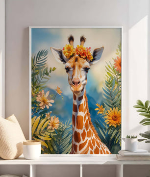 Gracial Giraffe in A Floral Crown
