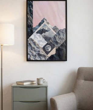 Celestial Peaks A Dreamscape of Mountains and Moon