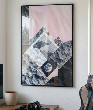 Celestial Peaks A Dreamscape of Mountains and Moon