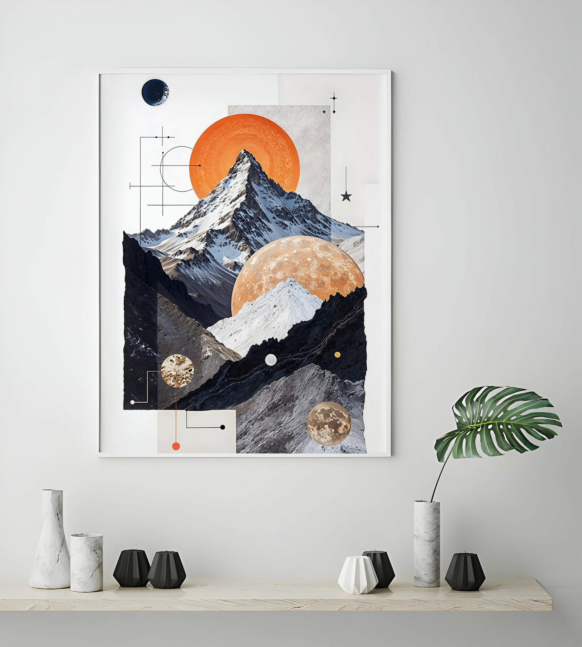 Cosmic Peaks A Celestial Tapestry of Mountains and Orbs