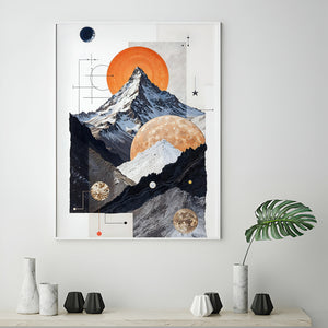 Cosmic Peaks A Celestial Tapestry of Mountains and Orbs