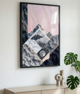 Celestial Peaks A Dreamscape of Mountains and Moon