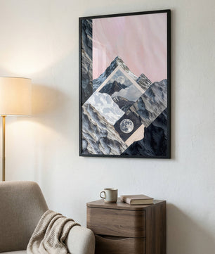 Celestial Peaks A Dreamscape of Mountains and Moon