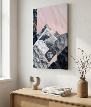 Celestial Peaks A Dreamscape of Mountains and Moon