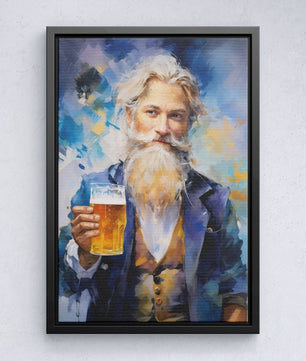 Proost bebaarde heer met bier