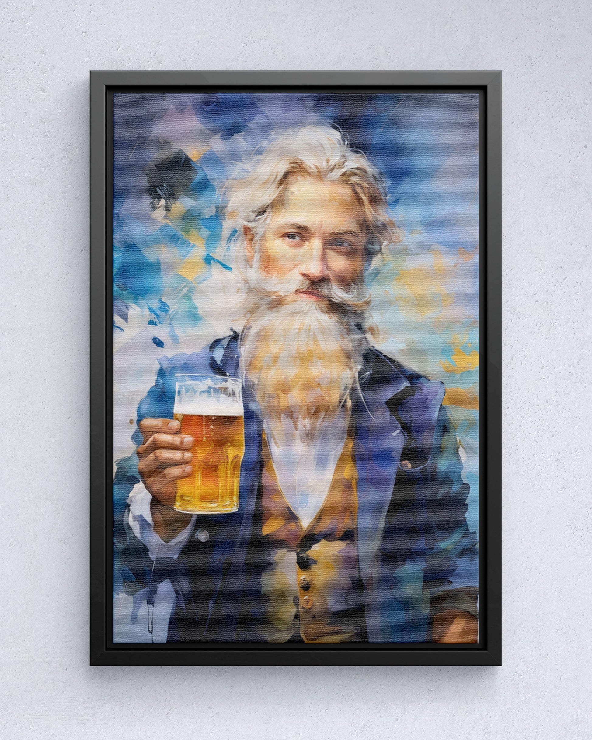Proost bebaarde heer met bier