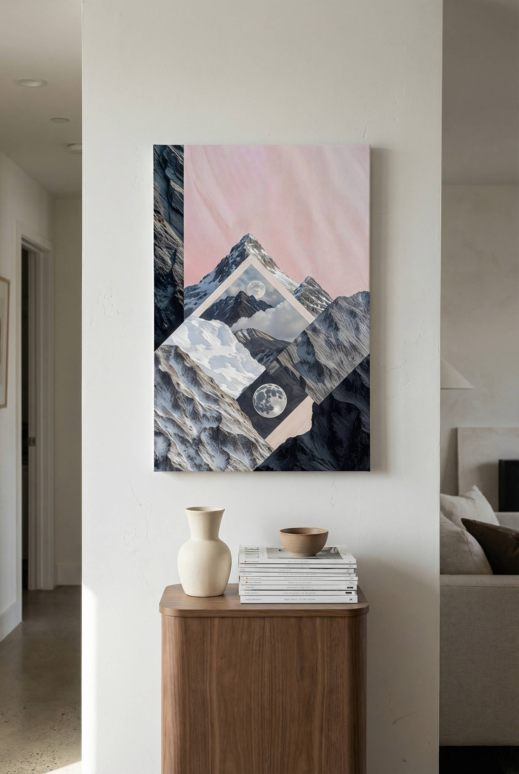 Celestial Peaks A Dreamscape of Mountains and Moon