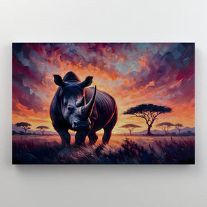 Majestic Rhino at Sunset