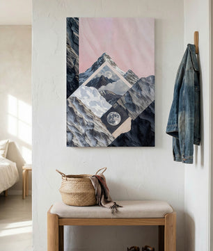 Celestial Peaks A Dreamscape of Mountains and Moon