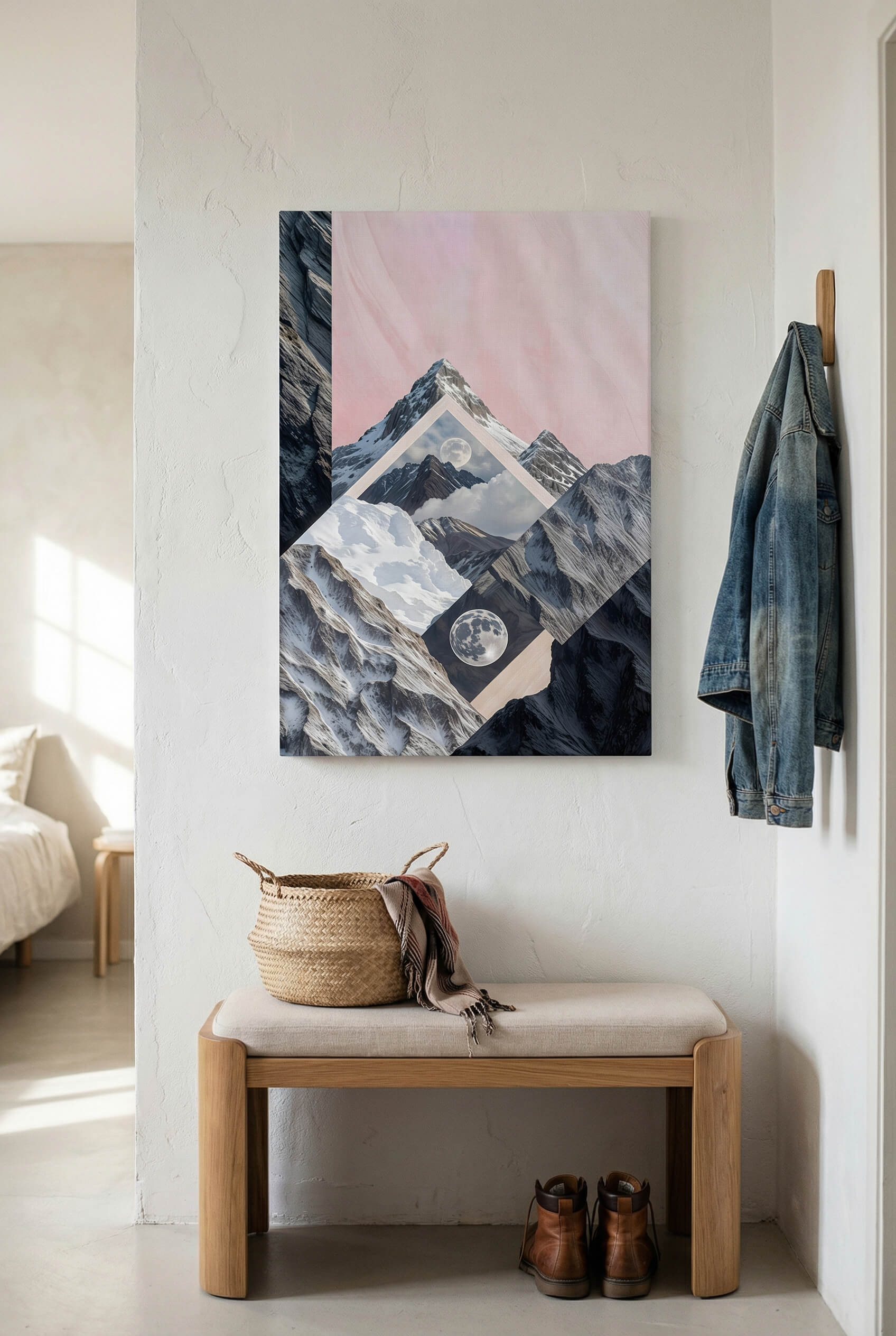 Celestial Peaks A Dreamscape of Mountains and Moon