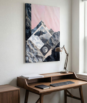Celestial Peaks A Dreamscape of Mountains and Moon