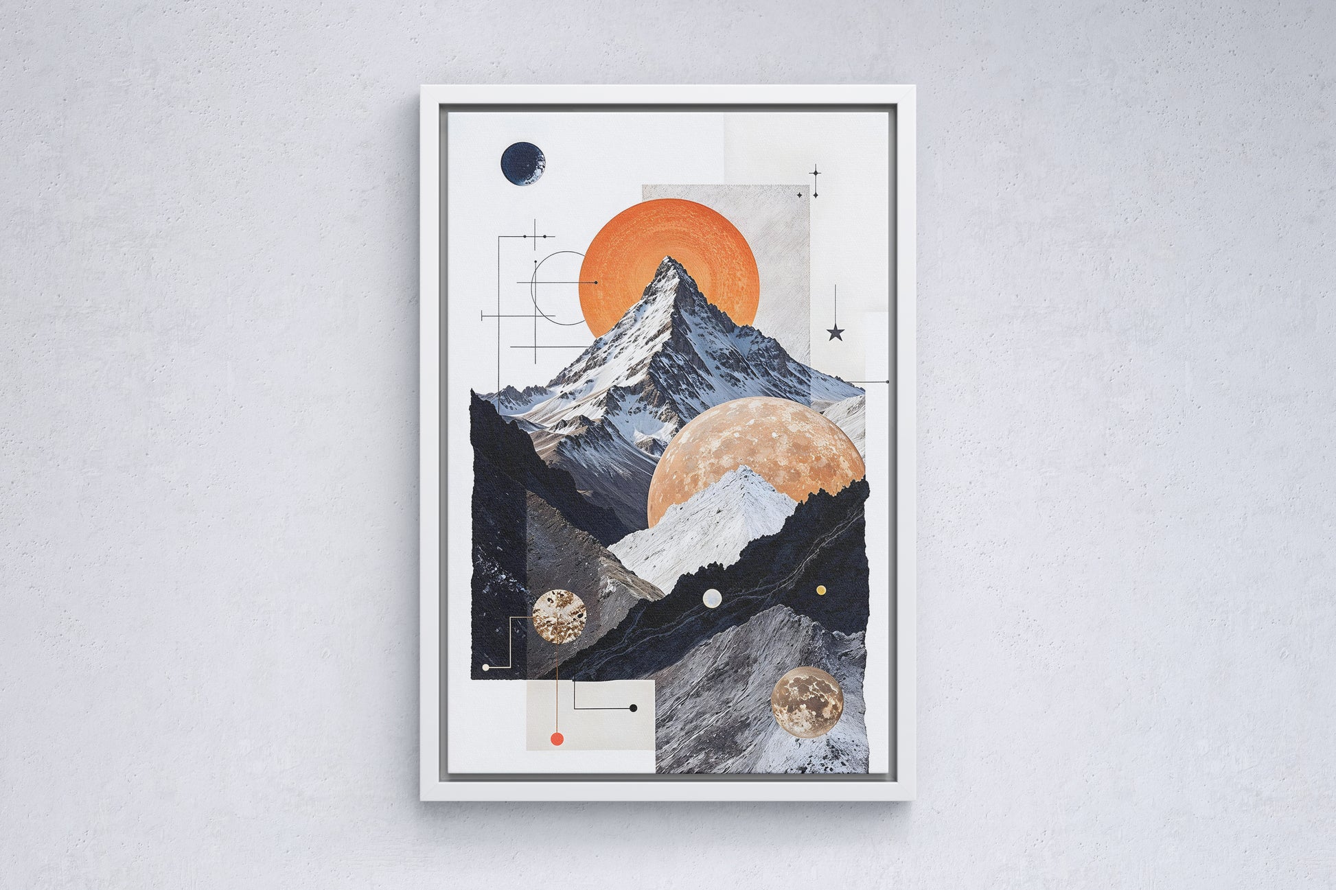 Cosmic Peaks A Celestial Tapestry of Mountains and Orbs