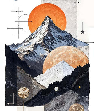 Cosmic culmine une tapisserie céleste de montagnes et d&#39;orbes