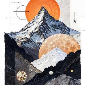 Cosmic Peaks A Celestial Tapestry of Mountains and Orbs