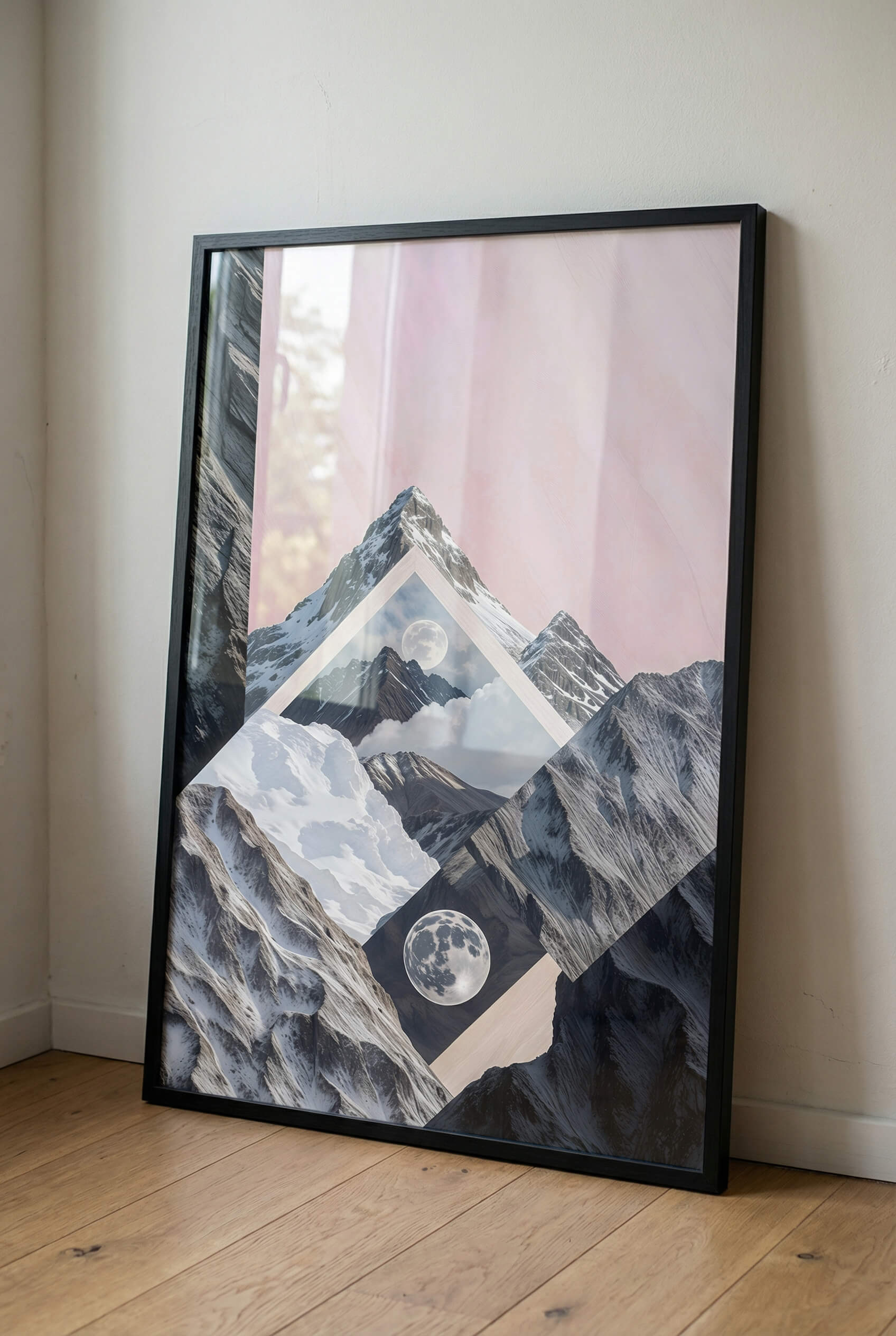 Celestial Peaks A Dreamscape of Mountains and Moon