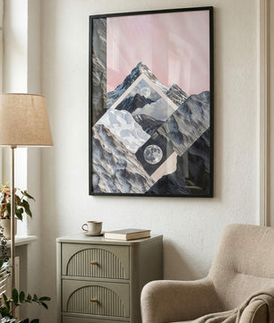 Celestial Peaks A Dreamscape of Mountains and Moon