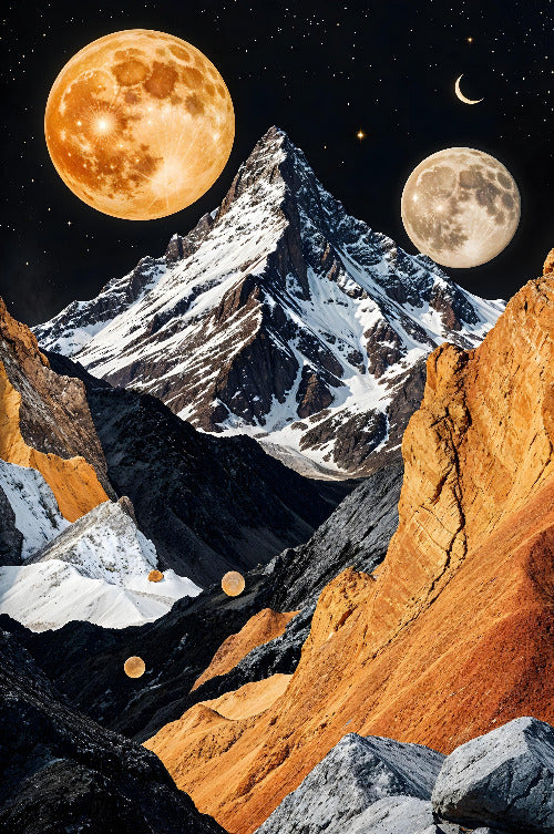 Celestial Peaks A Surreal Mountain Dreamscape