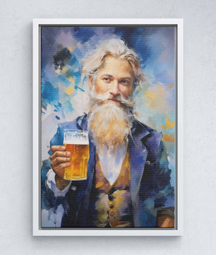 Applausi gentiluomo barbuto con birra
