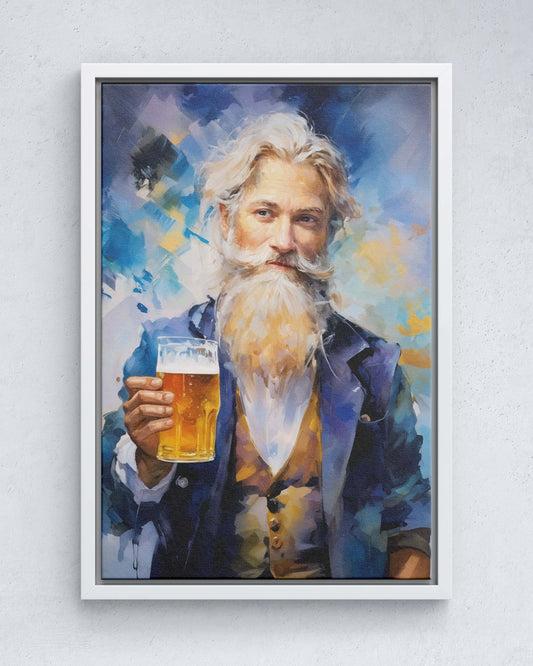 Proost bebaarde heer met bier