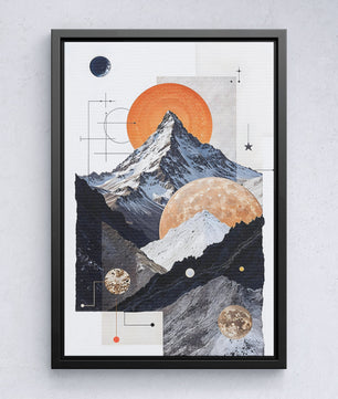 Cosmic culmine une tapisserie céleste de montagnes et d&#39;orbes