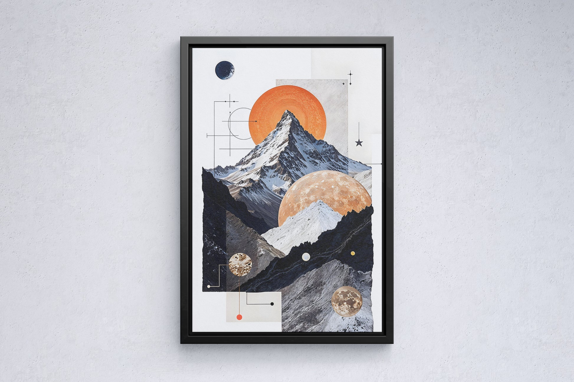 Cosmic Peaks A Celestial Tapestry of Mountains and Orbs