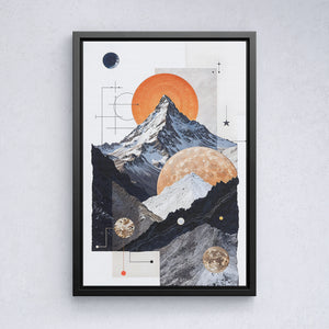 Cosmic Peaks A Celestial Tapestry of Mountains and Orbs