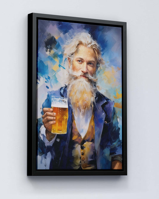 Proost bebaarde heer met bier