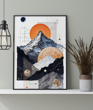 Cosmic culmine une tapisserie céleste de montagnes et d&#39;orbes