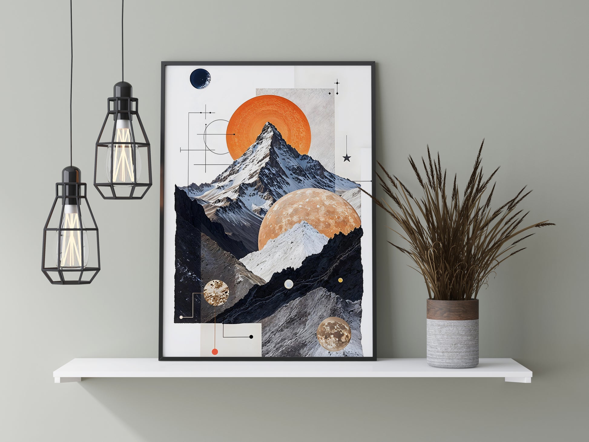 Cosmic Peaks A Celestial Tapestry of Mountains and Orbs