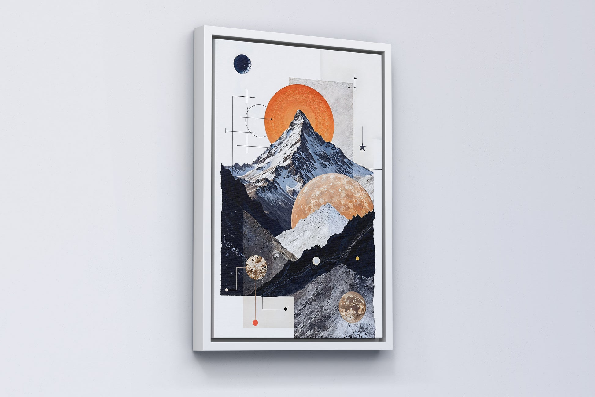 Cosmic Peaks A Celestial Tapestry of Mountains and Orbs