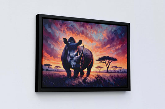 Majestueuze neushoorn bij zonsondergang