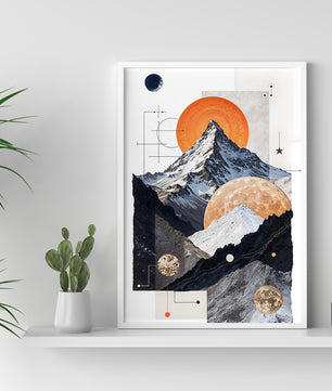 Cosmic culmine une tapisserie céleste de montagnes et d&#39;orbes