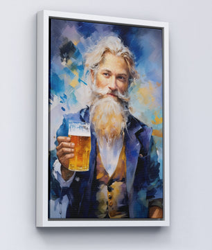 Proost bebaarde heer met bier