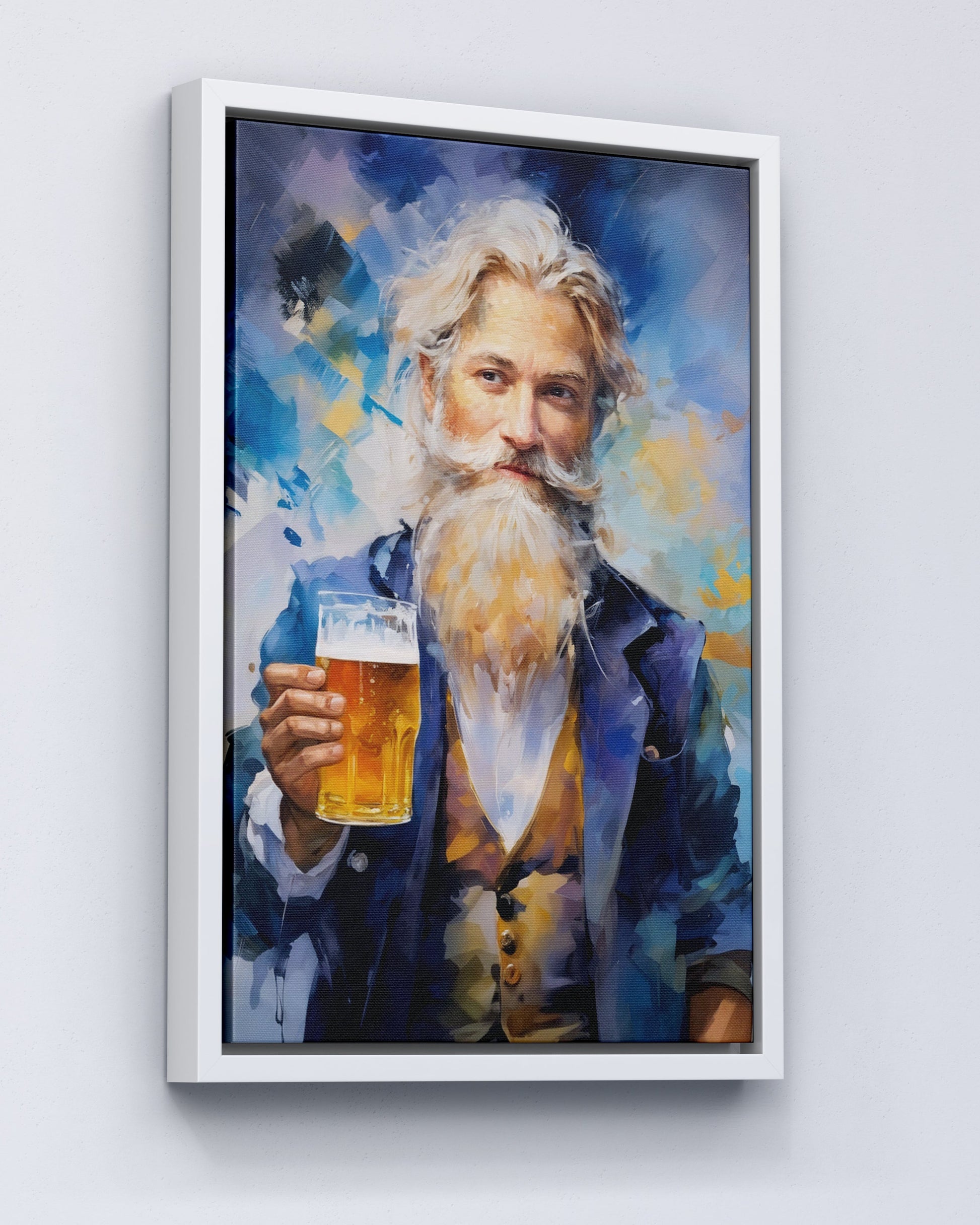 Proost bebaarde heer met bier