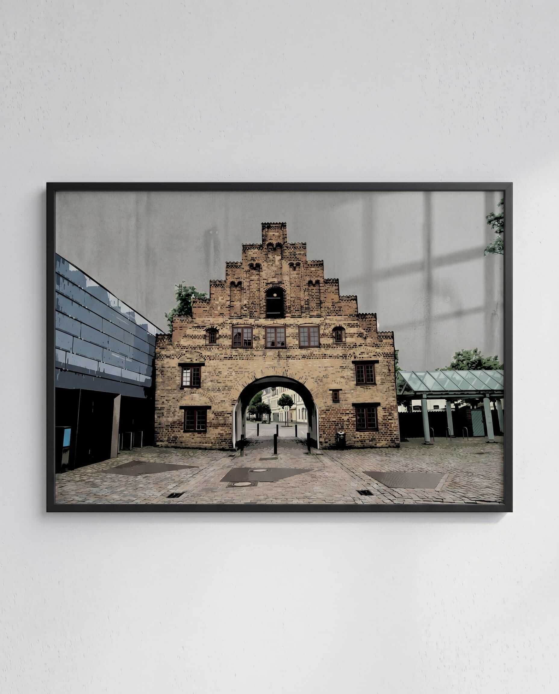 Flensburg Poster Nordertor – modernes Stadt Wandbild