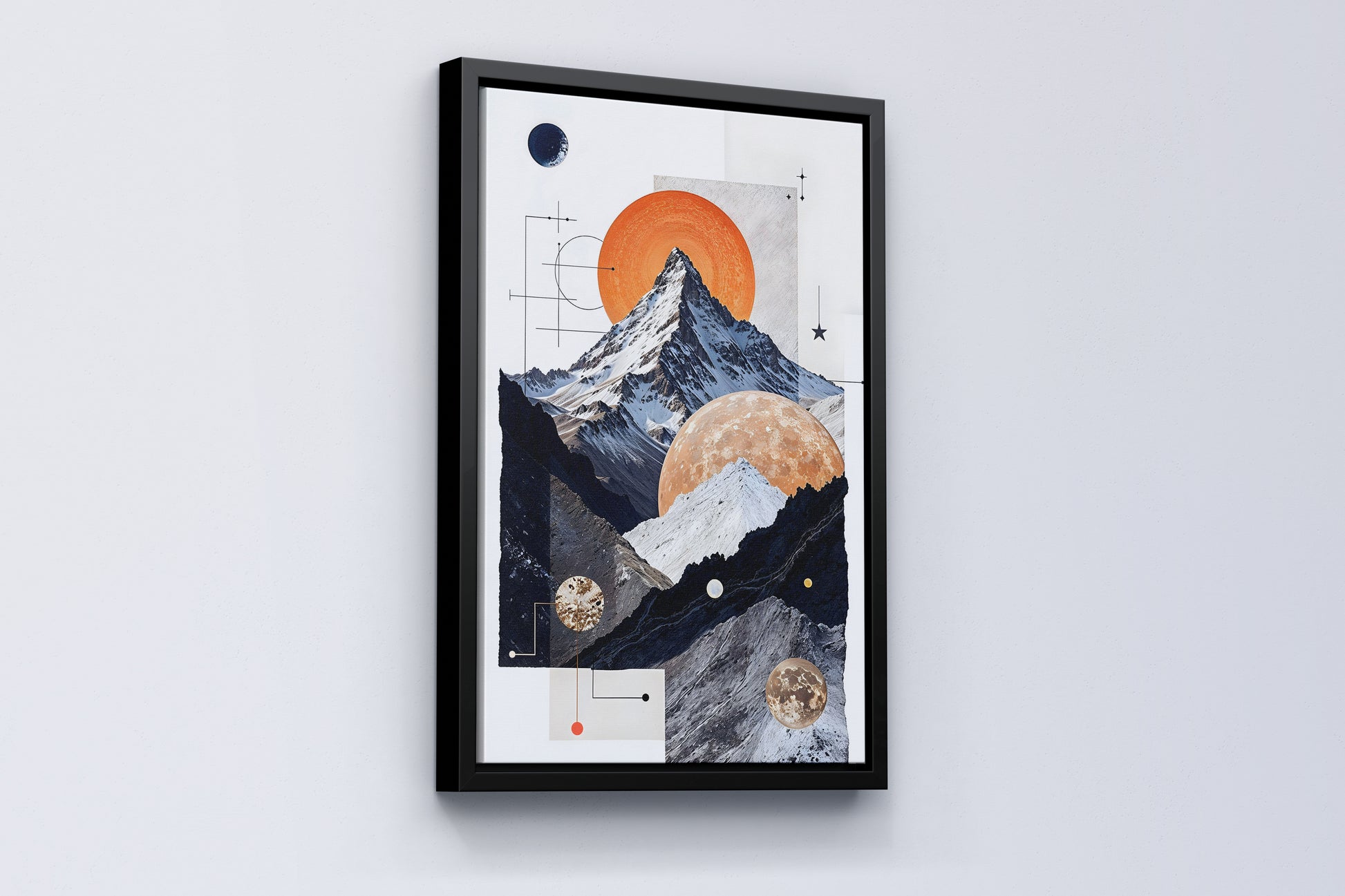 Cosmic Peaks A Celestial Tapestry of Mountains and Orbs