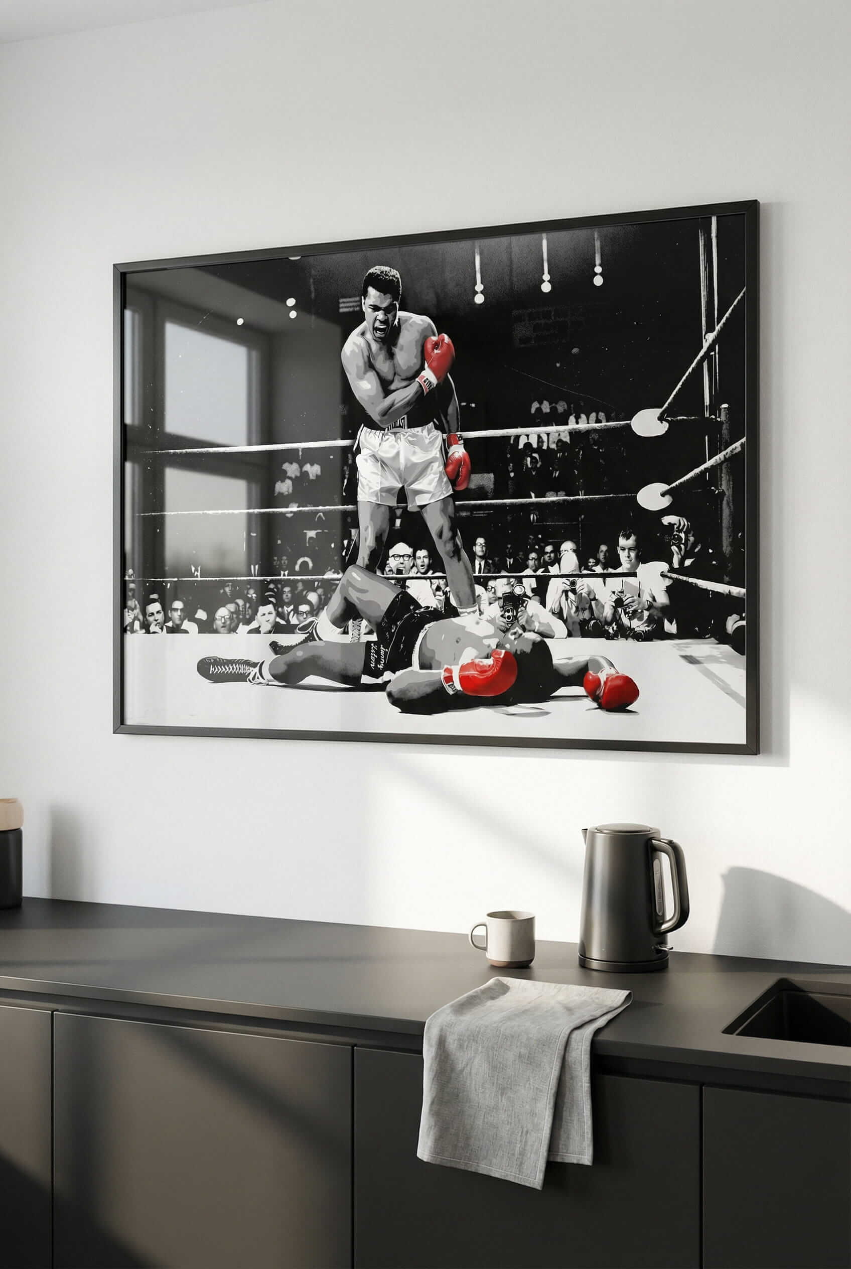 Boxkampf Poster schwarz weiß – Victory Moment