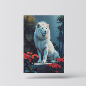 White Lion Among Scarlet Blooms