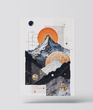 Cosmic culmine une tapisserie céleste de montagnes et d&#39;orbes