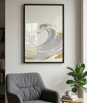 Golden Wave – Minimalistische Ozean Kunst