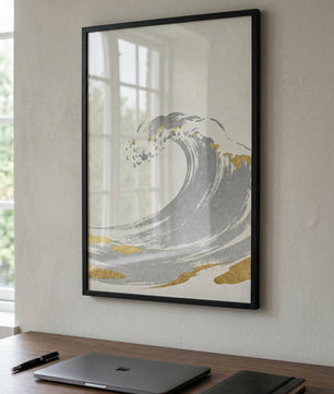 Golden Wave – Minimalistische Ozean Kunst