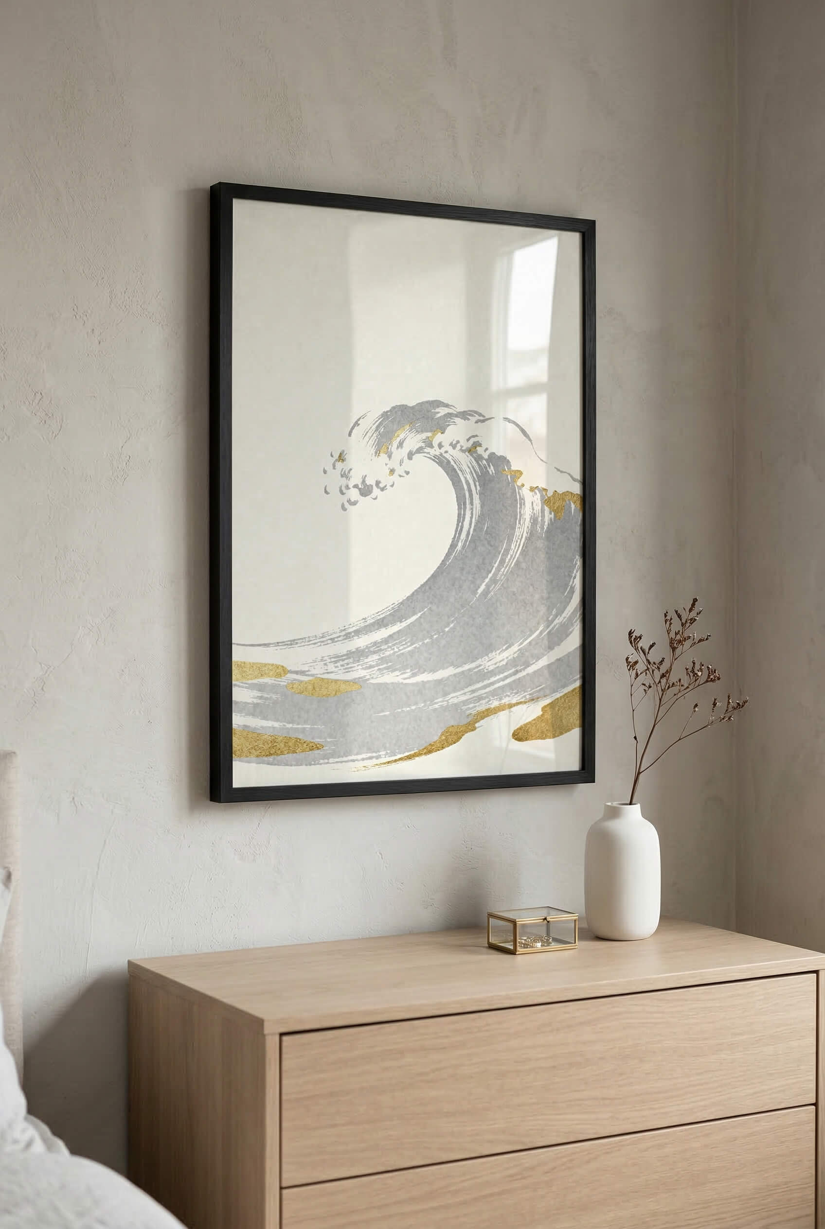 Golden Wave – Minimalistische Ozean Kunst