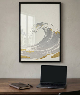 Golden Wave – Minimalistische Ozean Kunst