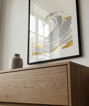 Golden Wave – Minimalistische Ozean Kunst