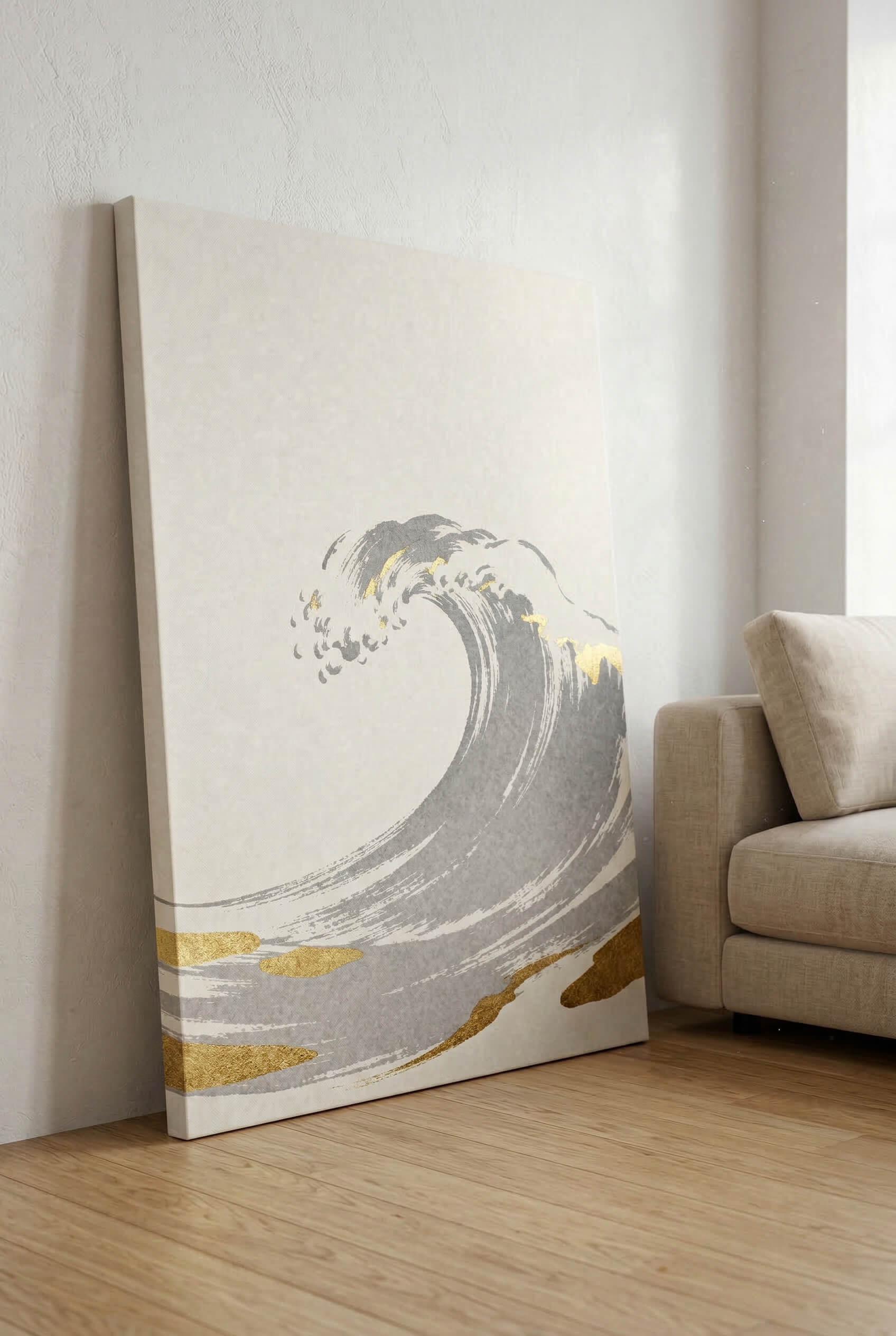 Golden Wave – Minimalistische Ozean Kunst