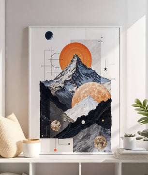 Cosmic culmine une tapisserie céleste de montagnes et d&#39;orbes