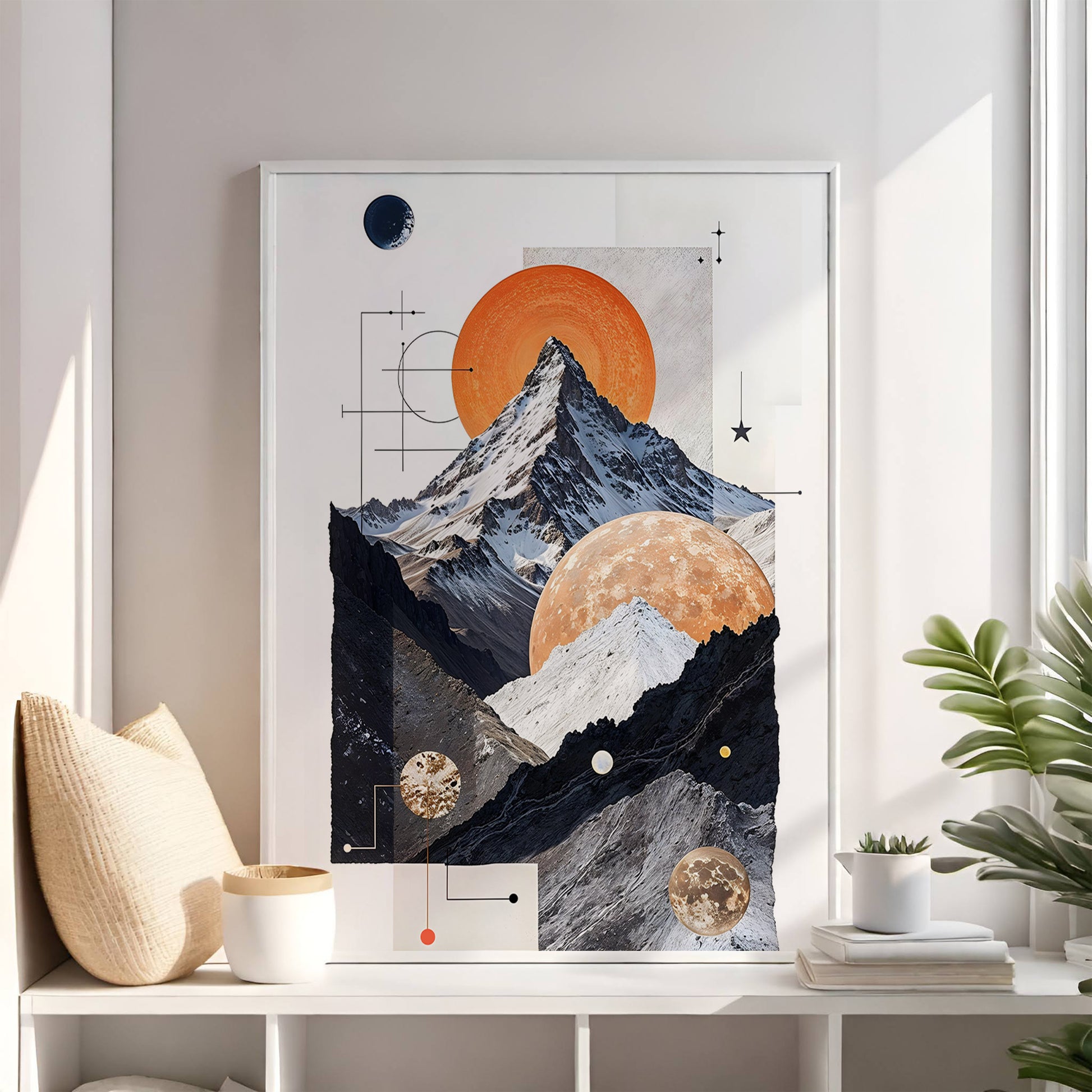 Cosmic Peaks A Celestial Tapestry of Mountains and Orbs