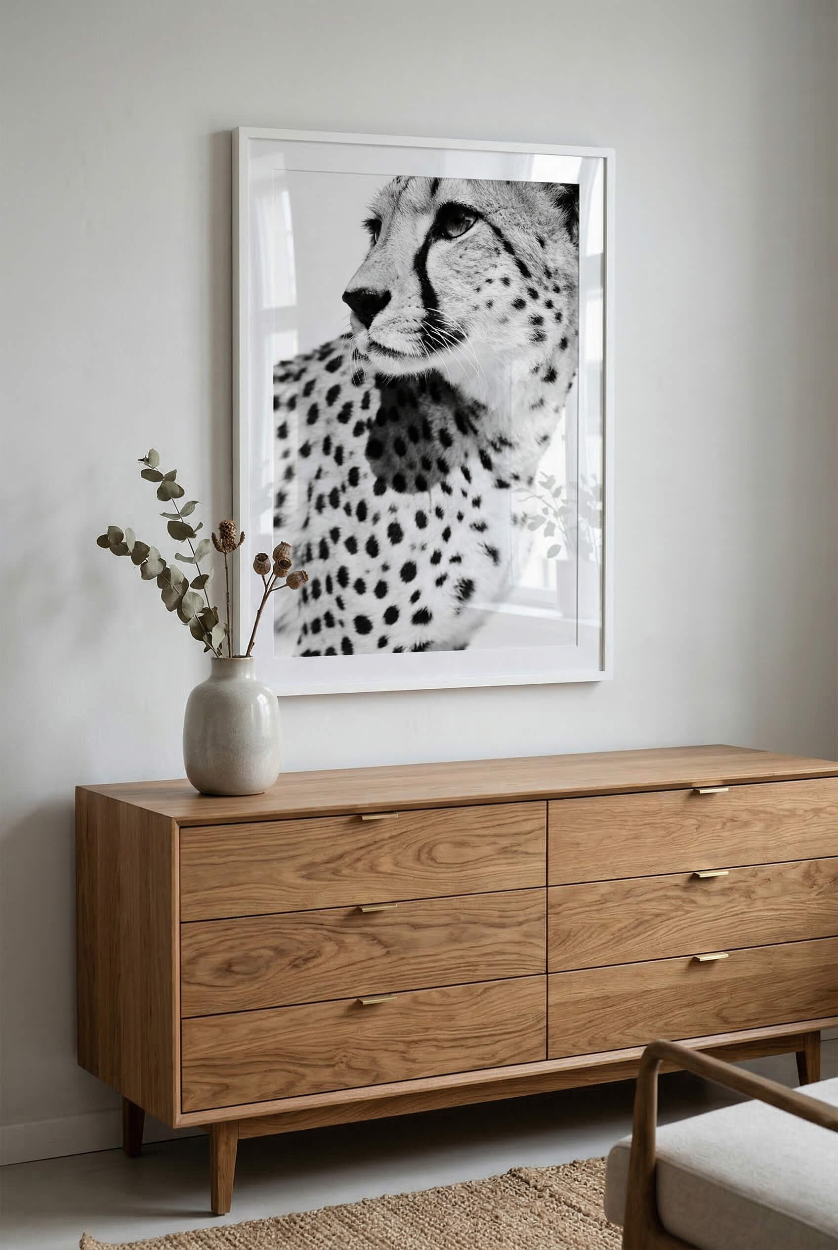 Gepard Porträt – Schwarz Weiß Fine Art