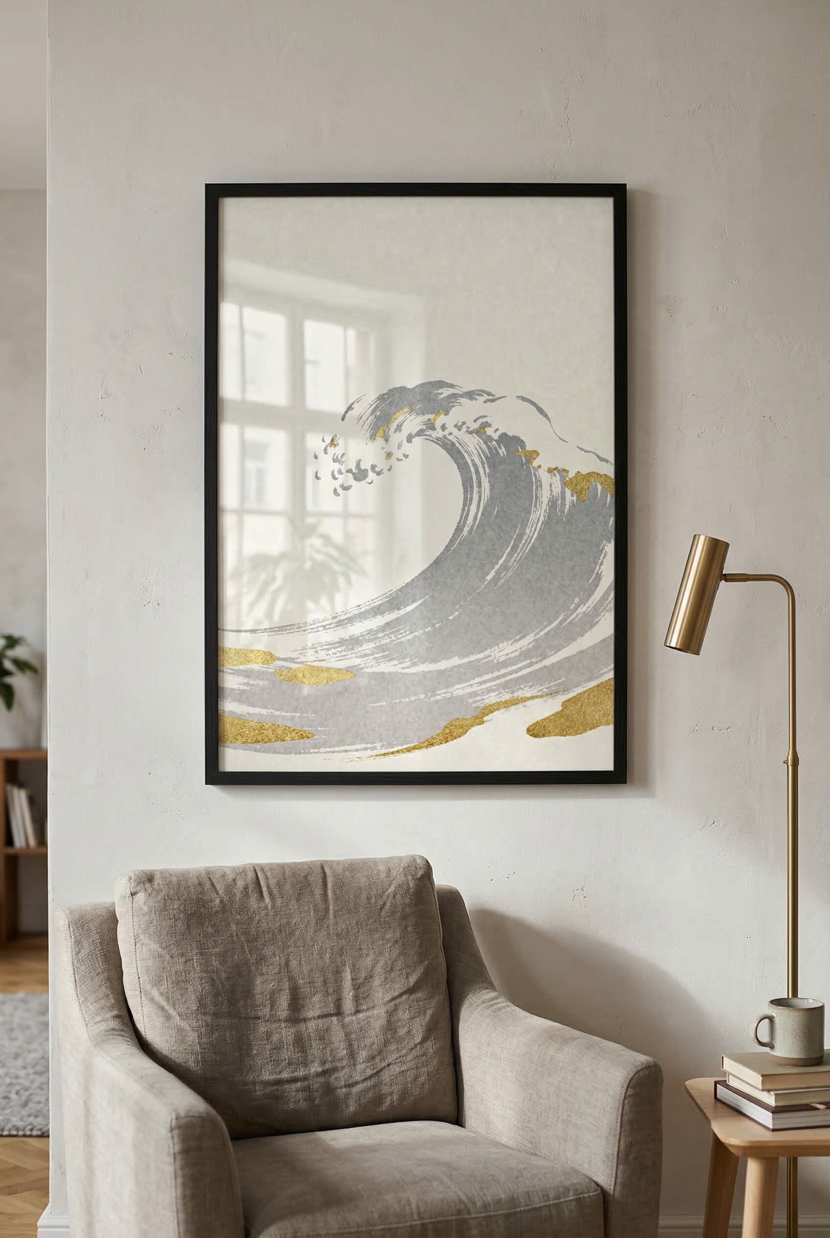 Golden Wave – Minimalistische Ozean Kunst